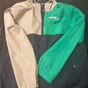 U.S. Polo Assn. Men's Windbreaker - Teal, Gray, and Black